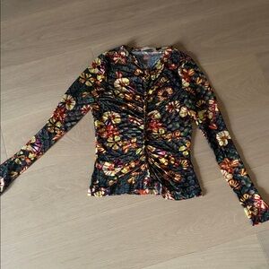 Ulla Johnson Multicolor Floral Ruched Blouse